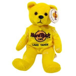 Yellow Hard Rock Cafe Lake Tahoe 8" Beanie Bear Music For Life Beara 2002 NWT